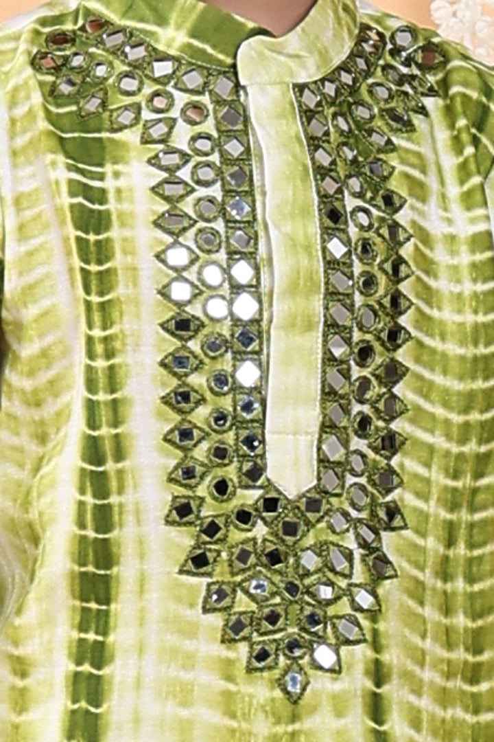 Green Mirror Tie-Dye Kurta Set