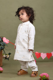 Little Deer Cotton Silk Kurta Pajama Set