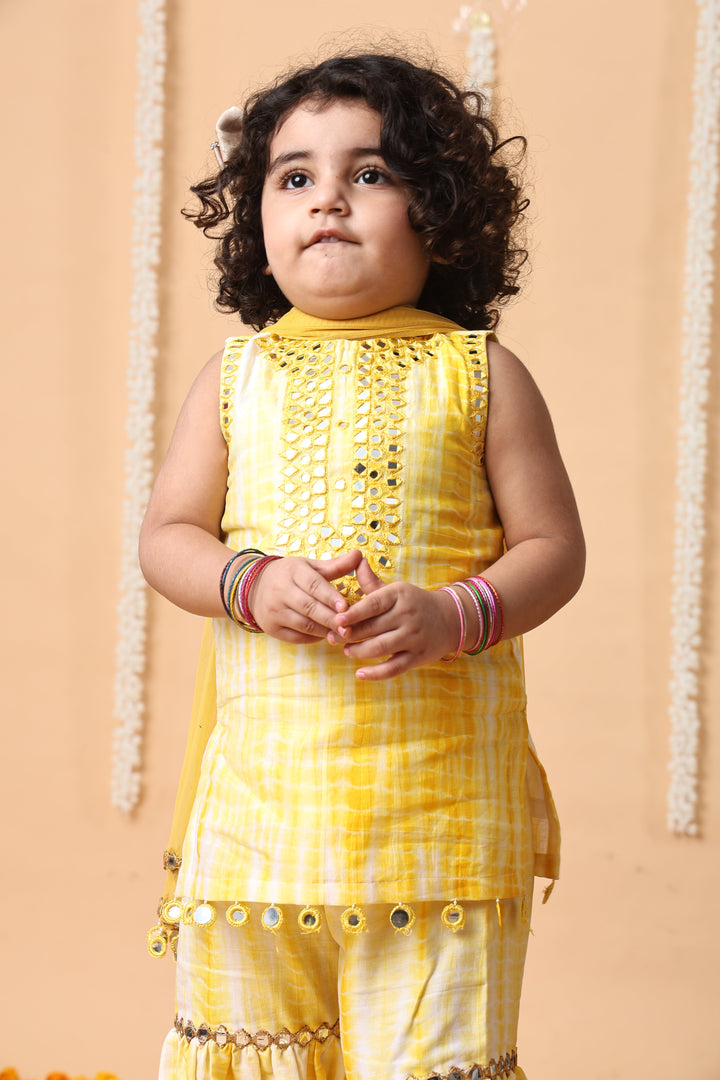Sunshine Mirror Work Cotton Silk Garara Set