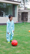 Shark Splash: Sky Blue Cotton Nightsuit for Kids