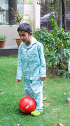 Shark Splash: Sky Blue Cotton Nightsuit for Kids