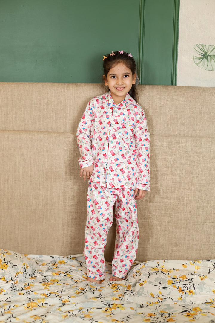 Kids Peppa Pig Print Cotton Nightsuit - CuddlesClothing