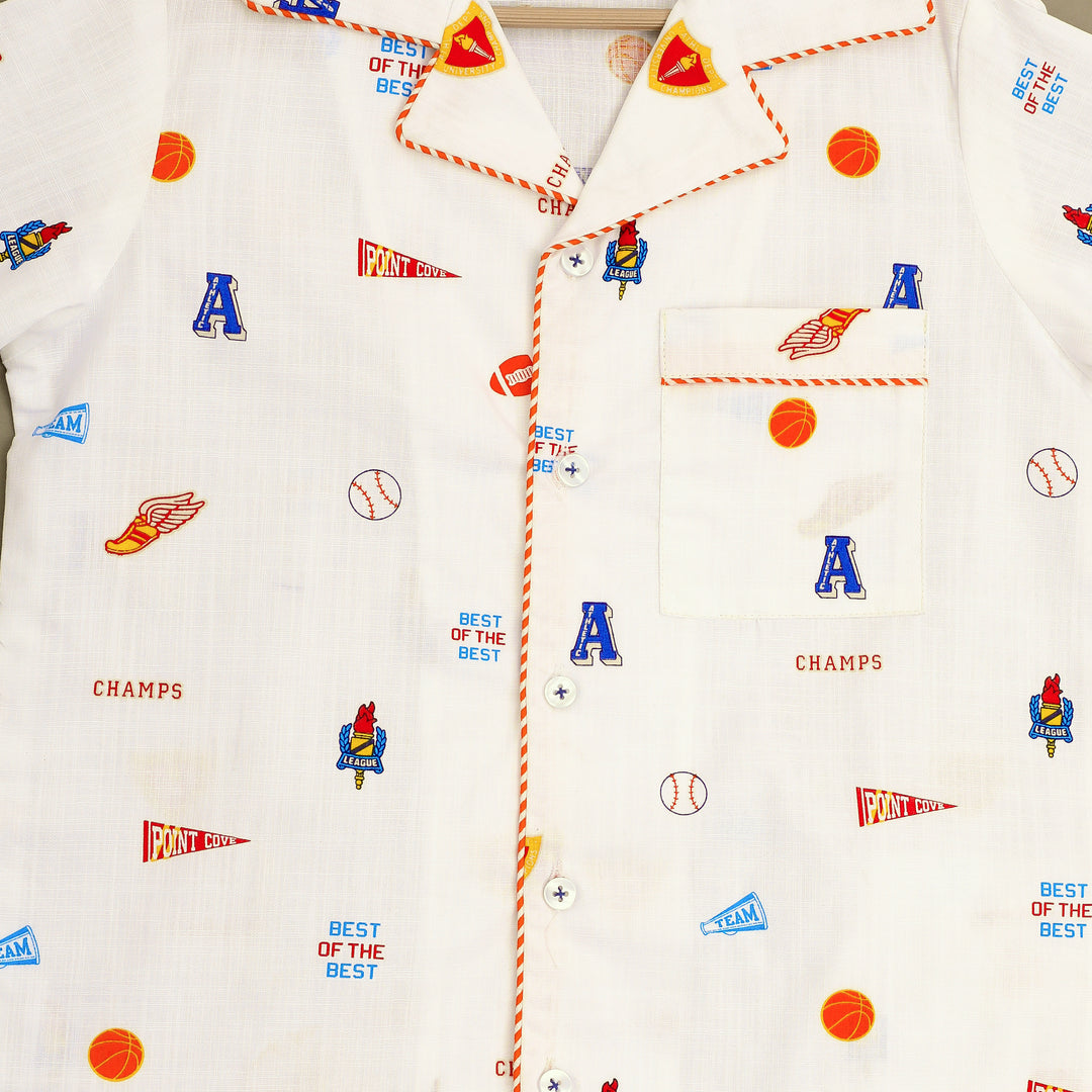 Organic Cotton Basketball Print Kids Nightsuit - CuddlesClothing