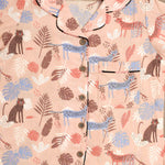 Load image into Gallery viewer, Kids Peach Safari Print Cotton Nightsuit - CuddlesClothing