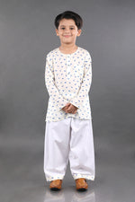 Load image into Gallery viewer, White Muslin Cotton Dino Kids Nightwear - CuddlesClothing