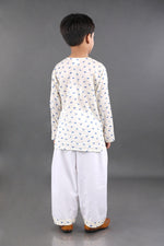 Load image into Gallery viewer, White Muslin Cotton Dino Kids Nightwear - CuddlesClothing