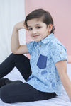 Hot Air Balloon Printed Half Sleeve Cotton Shirt For Boys