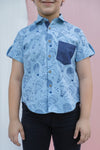 Hot Air Balloon Printed Half Sleeve Cotton Shirt For Boys