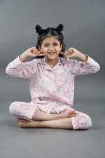 Load image into Gallery viewer, "Blushing Bunnies" Kids Cotton Nightsuit Set - CuddlesClothing