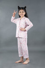 Load image into Gallery viewer, "Blushing Bunnies" Kids Cotton Nightsuit Set - CuddlesClothing