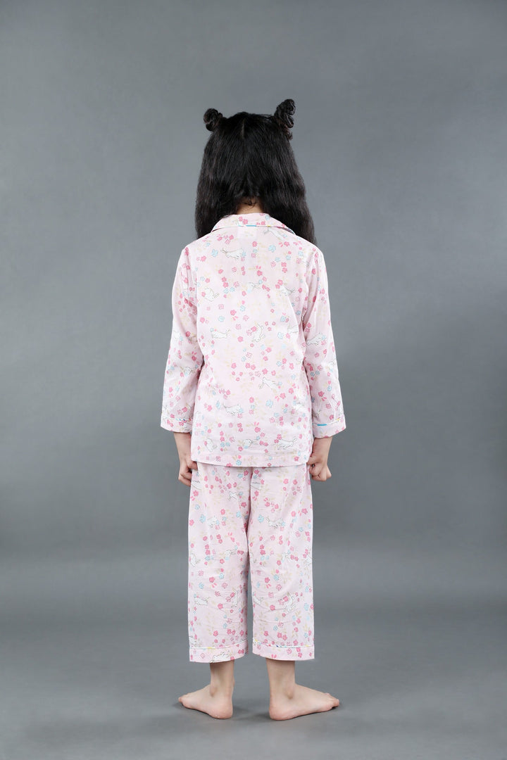 "Blushing Bunnies" Kids Cotton Nightsuit Set - CuddlesClothing