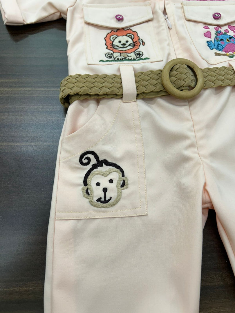 Peach Embroidered Jumpsuit for Baby Girls - CuddlesClothing