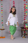 Flared Chikankari Kurta with Lehriya Dhoti Pants & Cute Mini Bag