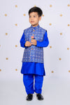 Little Nawab Royal Blue Jacket Set For Boys
