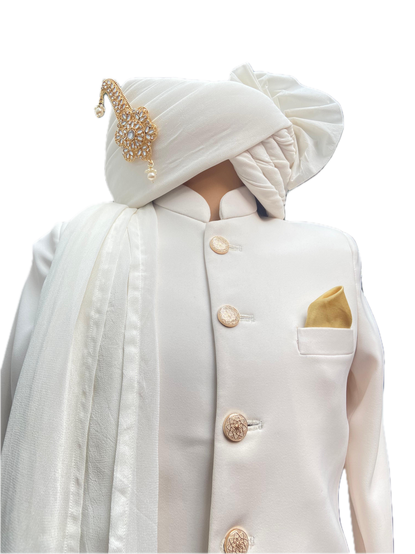 Regal Ivory Japanese Silk Sherwani - CuddlesClothing