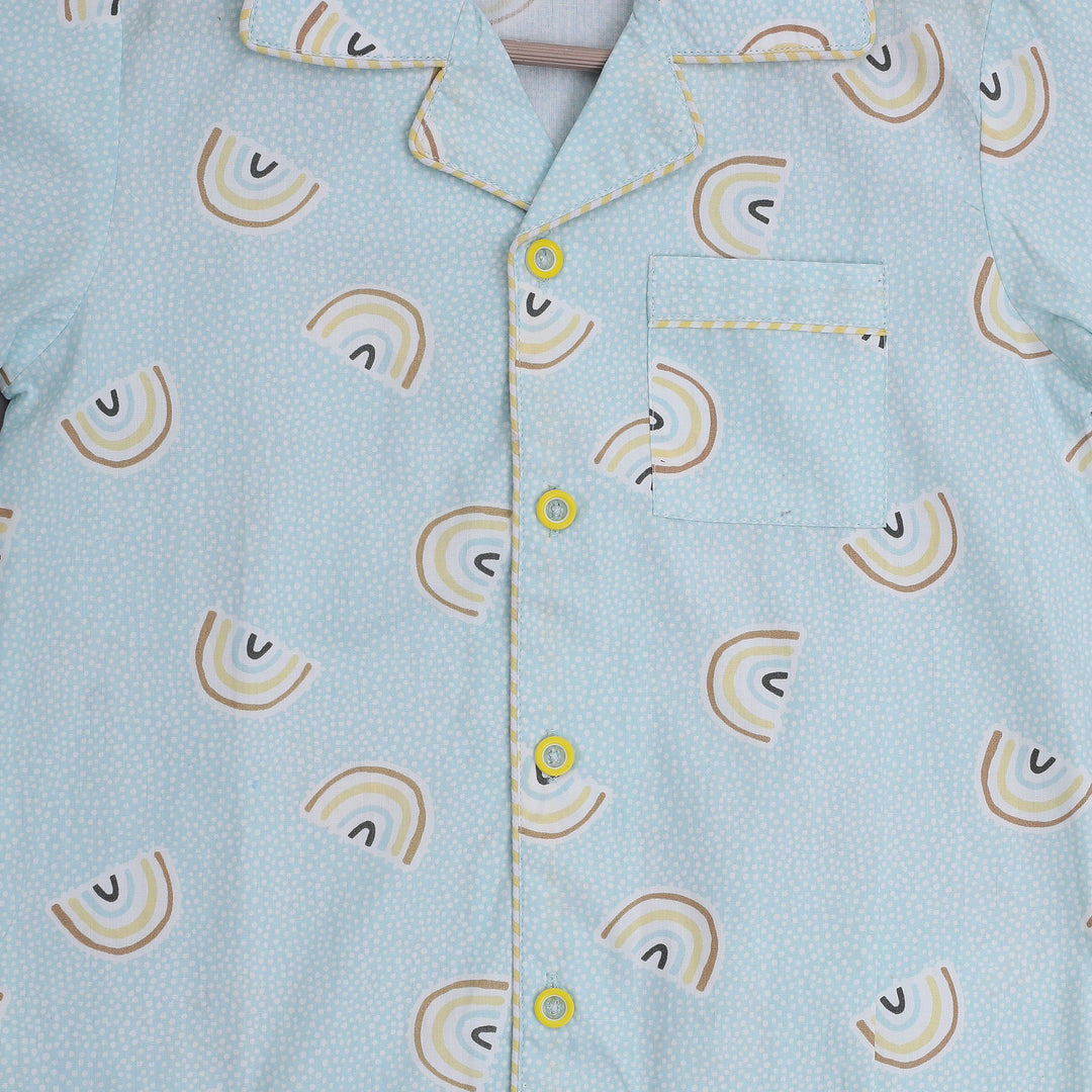 Pastel Rainbow Print Cotton Nightsuit - CuddlesClothing