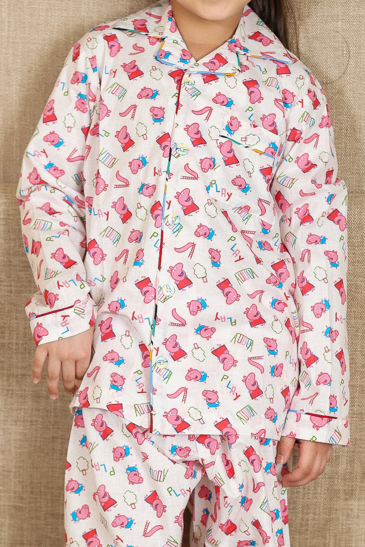 Kids Peppa Pig Print Cotton Nightsuit - CuddlesClothing