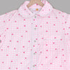 Sweet Strawberry Checks Printed Night Suit With Lace For Girls