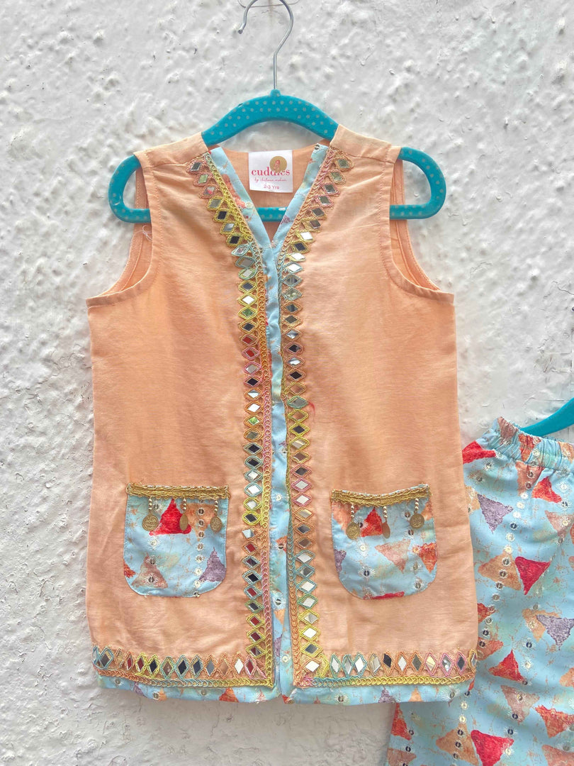 Peach Sleeveless Top and Palazzo Co-ord Set - CuddlesClothing