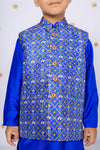 Little Nawab Royal Blue Jacket Set For Boys