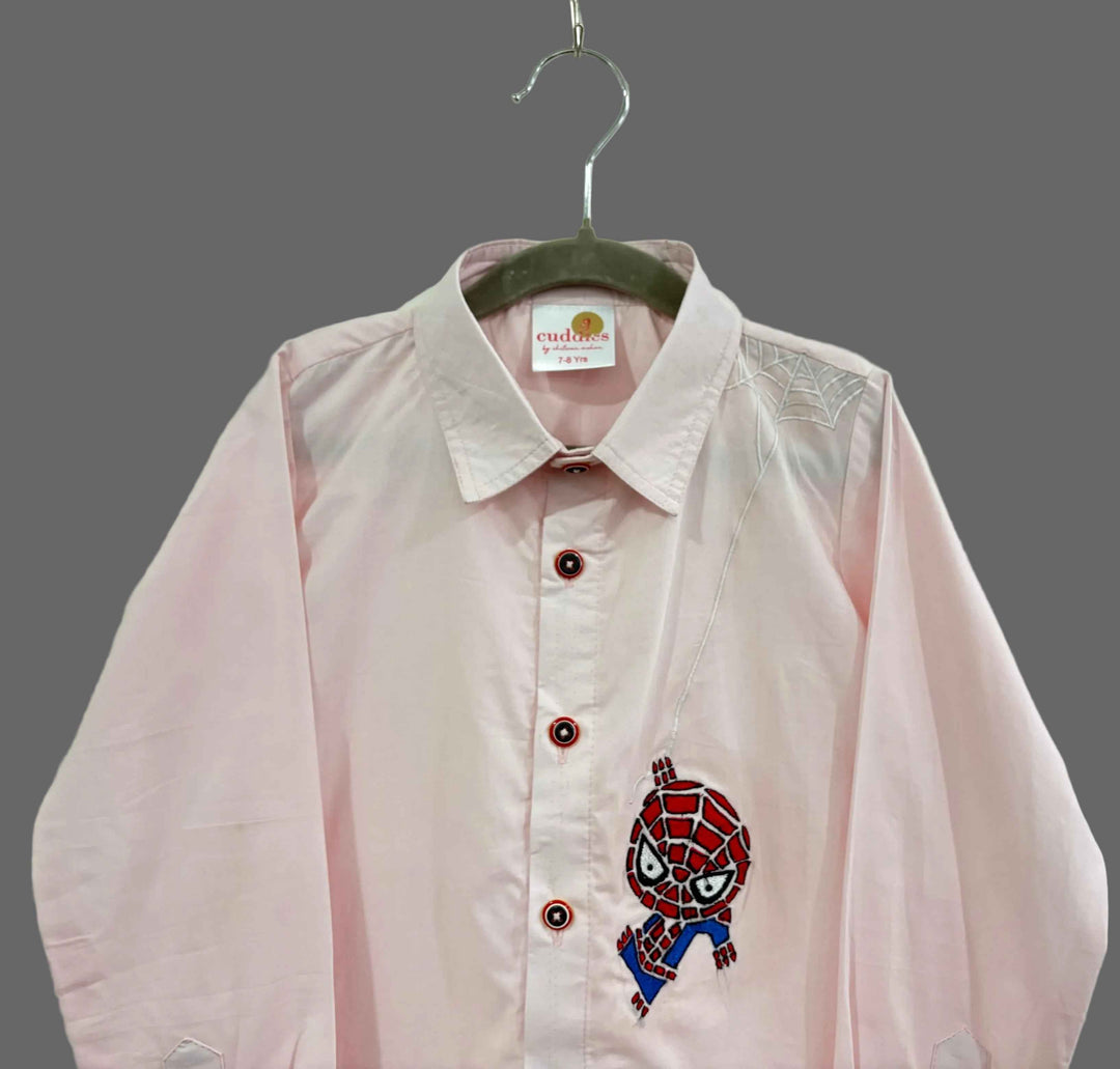 Spider-Man Embroidered Cotton Shirt for Boys