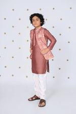 Load image into Gallery viewer, Boys Silk Kurta with Printed Nehru Jacket and Pajama - CuddlesClothing