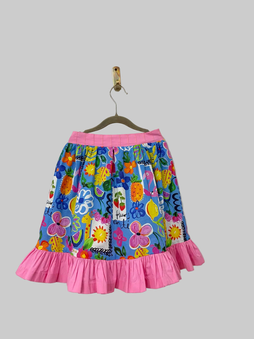 Floral Cotton Top & Skirt Set with Pintuck Details