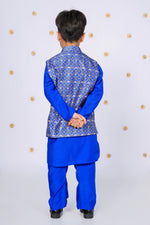 Load image into Gallery viewer, Little Nawab Royal Blue Jacket Set For Boys - CuddlesClothing
