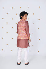 Load image into Gallery viewer, Boys Silk Kurta with Printed Nehru Jacket and Pajama - CuddlesClothing