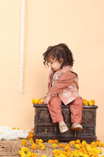 Load image into Gallery viewer, Rust Deer Motif Georgette Kurta Jacket Set