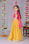 Sunshine Bloom Pink and Yellow Embellished Lehenga Set for Girls