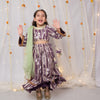 Purple Peacock & Floral Print Lehenga for Girls