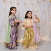 Yellow Peacock and Floral Print Lehanga for Girls