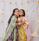 Load image into Gallery viewer, Girls Purple Floral Lehenga Choli Set - CuddlesClothing