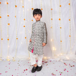 Load image into Gallery viewer, Boys Front-Open Chikankari Kurta with Pink Lehriya Accent - CuddlesClothing