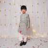 Traditional Chikankari Cutwork Floral Front-Open Kurta for Boys