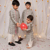 Traditional Chikankari Cutwork Floral Front-Open Kurta for Boys