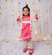 Girls Leheriya Print Kurta Pajama Sets - CuddlesClothing