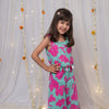 Blue Floral Print Co-ord Set For Girls