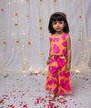 Orange Floral Co-ord Set For Girls