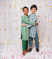 Boys Front-Open Silk Kurta Pajama with Gota Work - CuddlesClothing