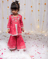 Lehriya Front Slit Flared Cotton Kurta with Garara Set