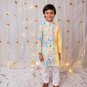 Boys Yellow & Multi-Color Geometric Print Kurta - CuddlesClothing