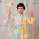 Load image into Gallery viewer, Boys Yellow &amp; Multi-Color Geometric Print Kurta - CuddlesClothing