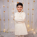 Load image into Gallery viewer, Boys Off-White Cutwork Embroidery Kurta Pajama - CuddlesClothing