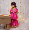 Multi-Color Pink Modal Satin Side Cut Anarkali with Garara