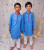 Load image into Gallery viewer, Boys Blue Sailboat Print Cotton Kurta Set - CuddlesClothing