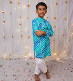 Load image into Gallery viewer, Kids Designer Blue Leheriya Kurta Pajama Set - CuddlesClothing