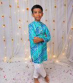Load image into Gallery viewer, Kids Designer Blue Leheriya Kurta Pajama Set - CuddlesClothing