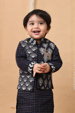 Load image into Gallery viewer, Navy Deer Embroidered Georgette 3 Pc Kurta Set